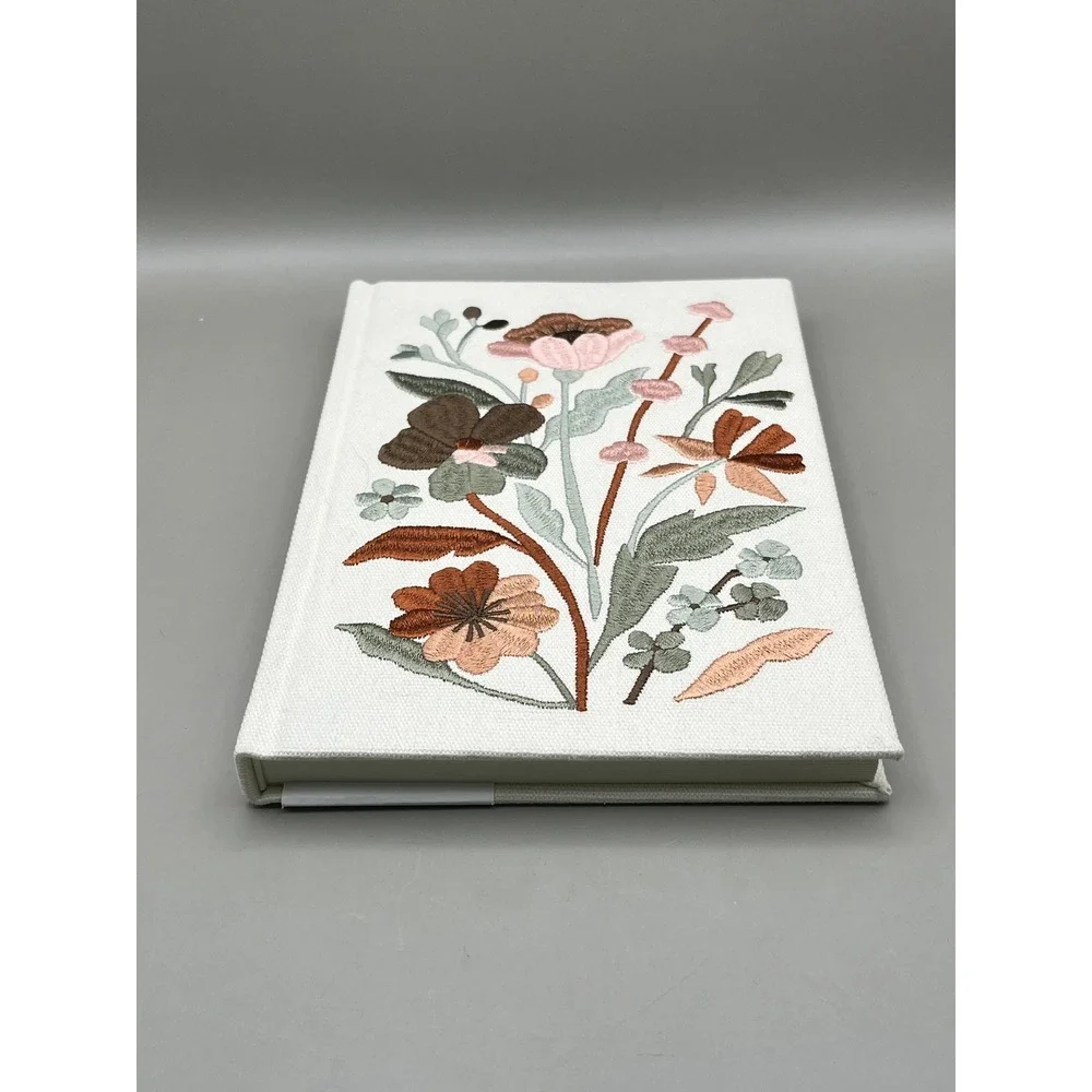Embroider Floral Canvas Hardcover Journal Lined Pages Cream Lady Jayne Notebook